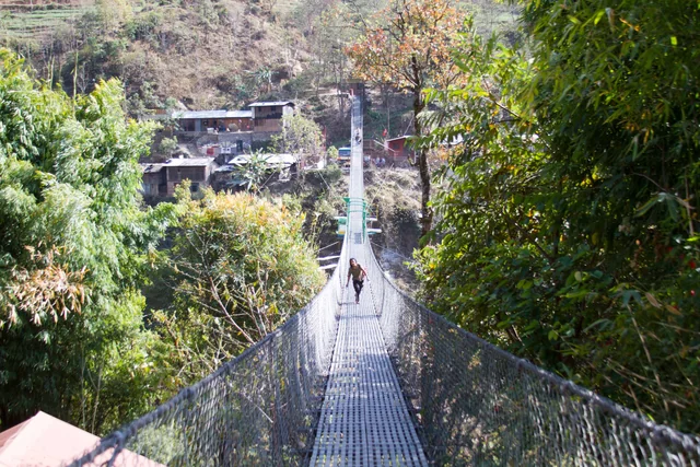 A bungee bridge over a Himalayan gorge