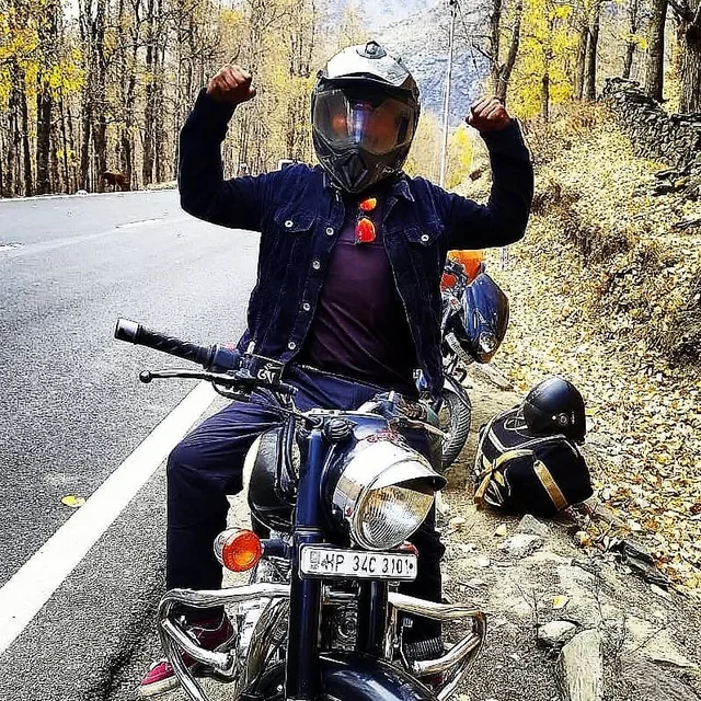 A rider with his Royal Enfield