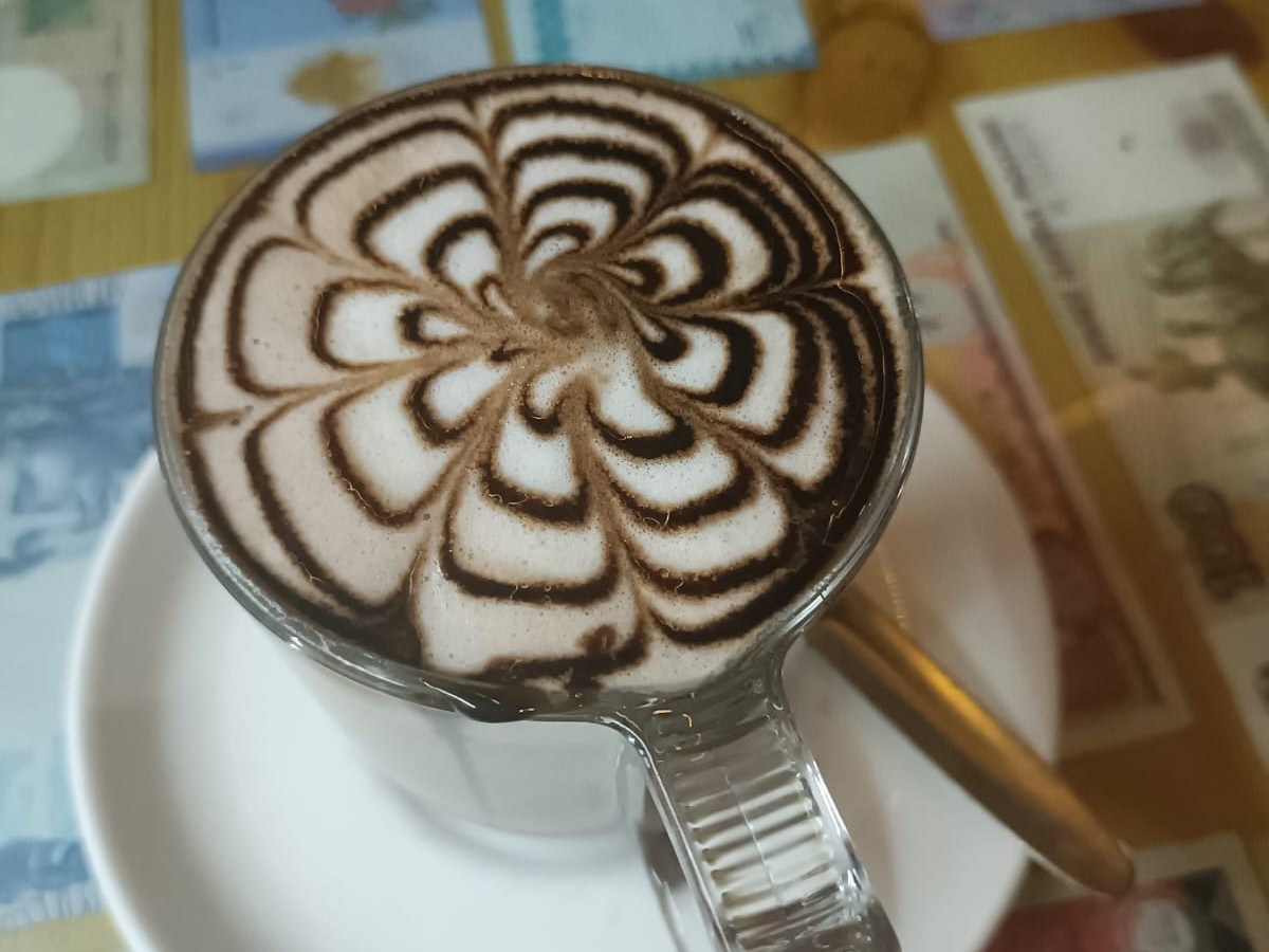 Mocha with a chocolate rosette