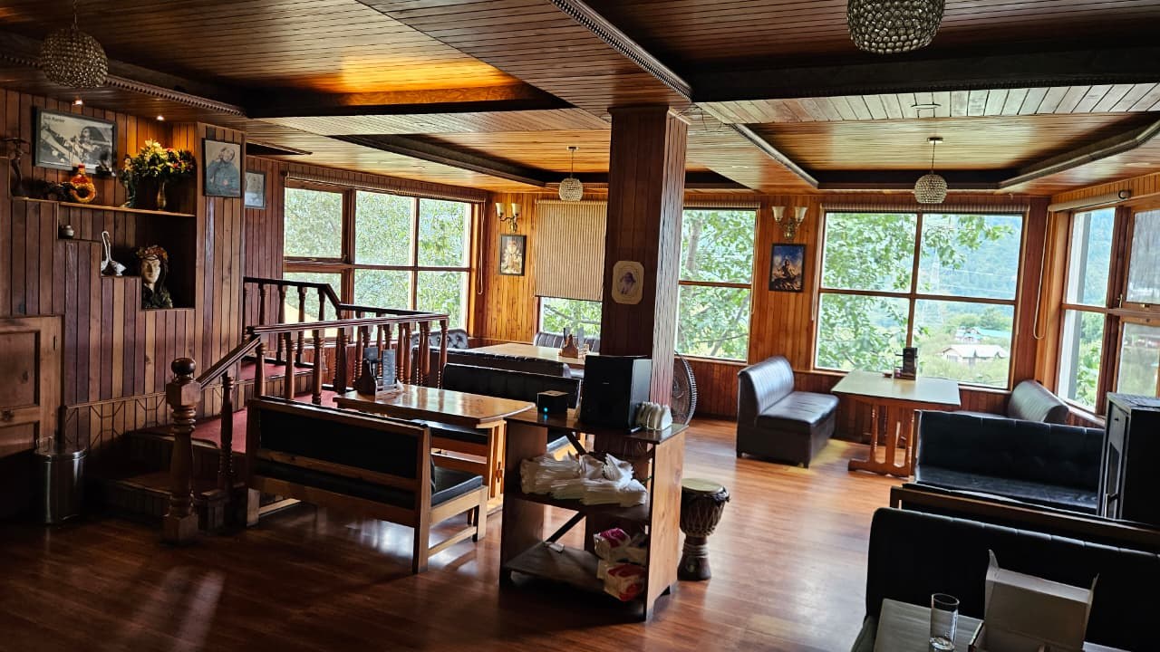 The wood-panelled room