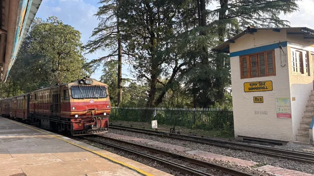 A narrow-gauge train at Summer Hill station on the Kalka–Shimla Railway