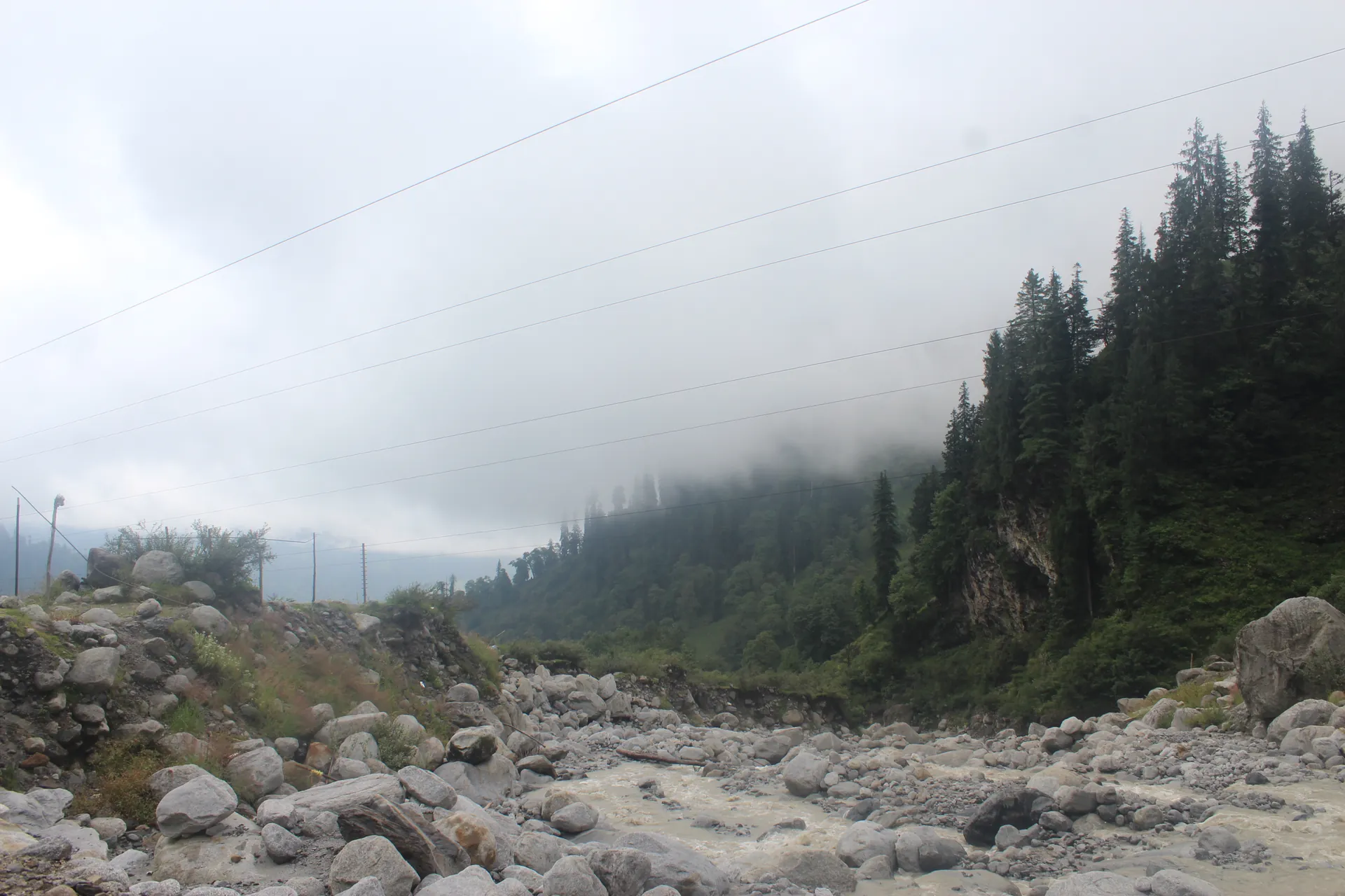 The stream and deodar slope on the walk to Anjani Mahadev
