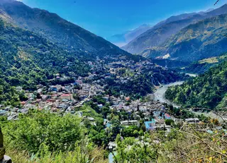 Chamba town on the bank of the Ravi, seen from the hillside above