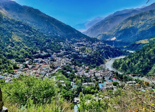 Chamba town on the bank of the Ravi, seen from the hillside above