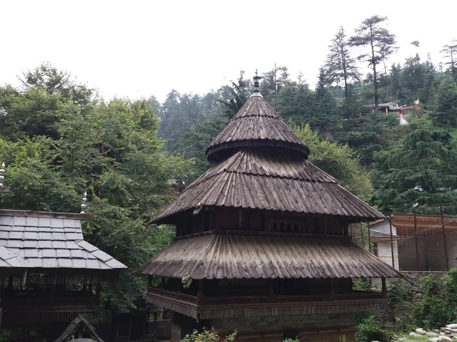 Tripura Sundari temple's tiered pagoda roof at Naggar