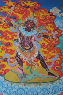 A wrathful deity statue inside Kungri Monastery