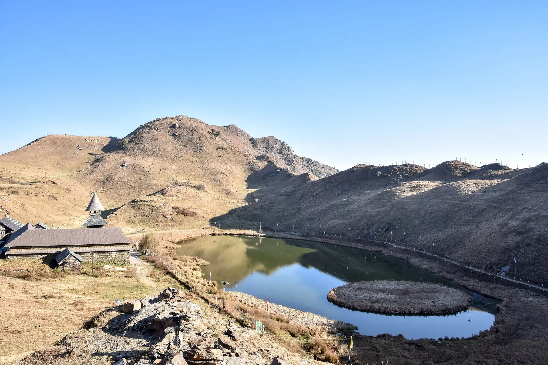 Prashar Lake with its pagoda-style temple