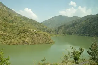The Pandoh reservoir held in a narrow gorge on the Beas
