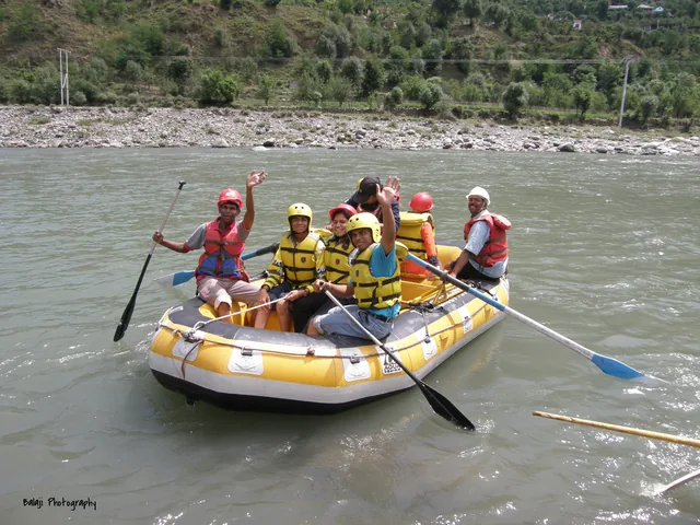 A raft running rapids on the Beas