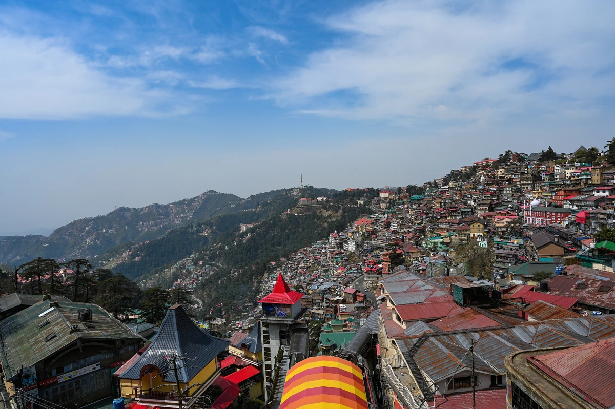 Rooftops of Shimla climbing the hillside
