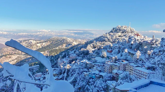 Jakhoo hill and the Longwood side of Shimla under fresh snow