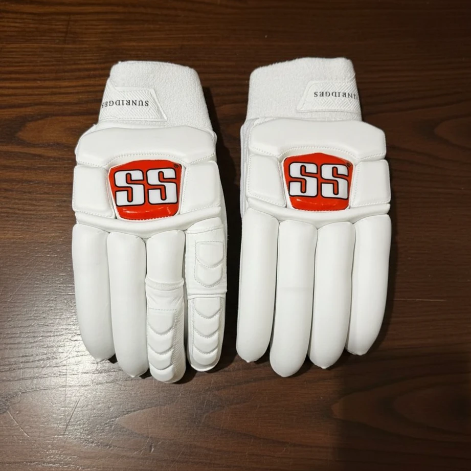 SS SuperTest Batting Gloves – White/Red Logo