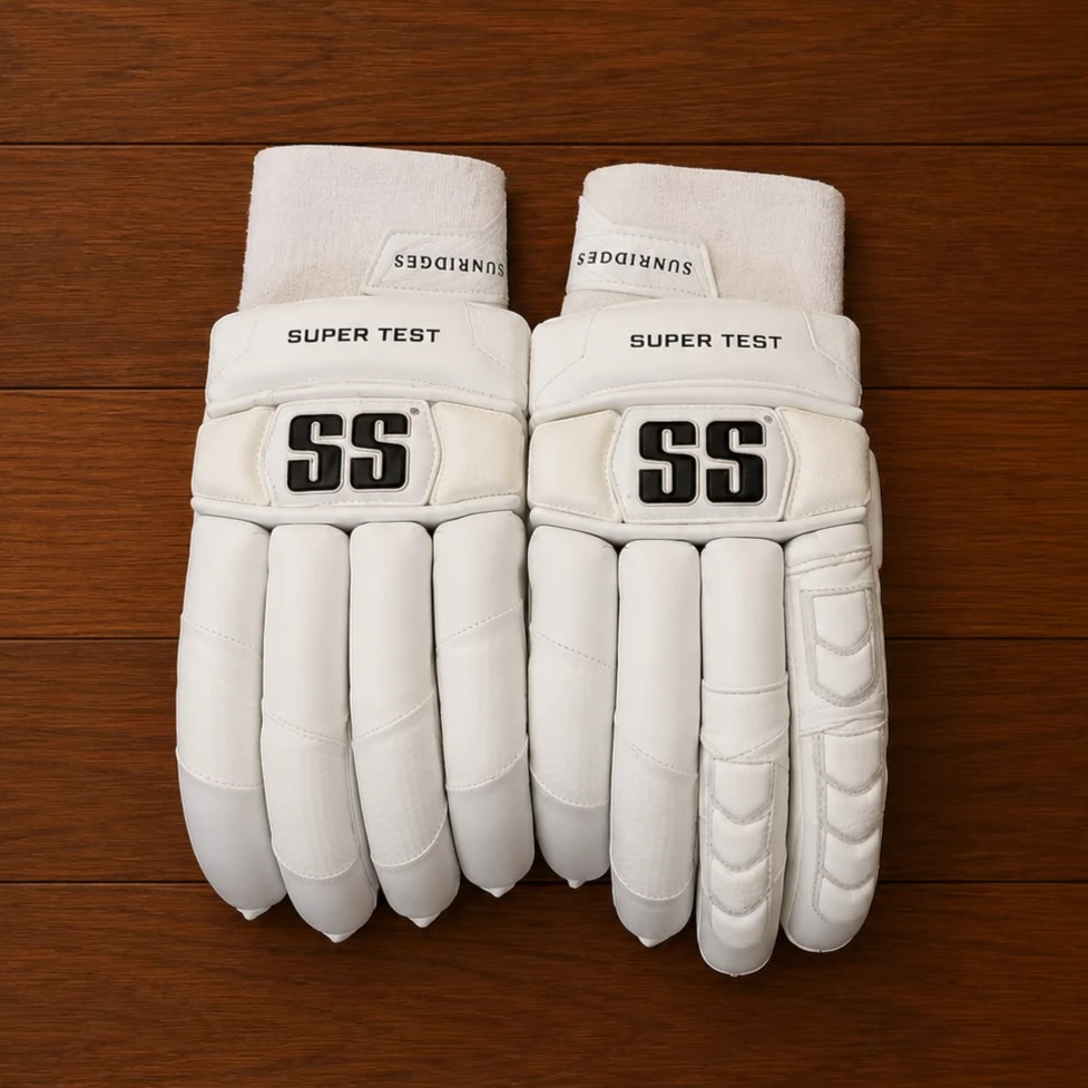 SS SuperTest Batting Gloves – White/Black Logo