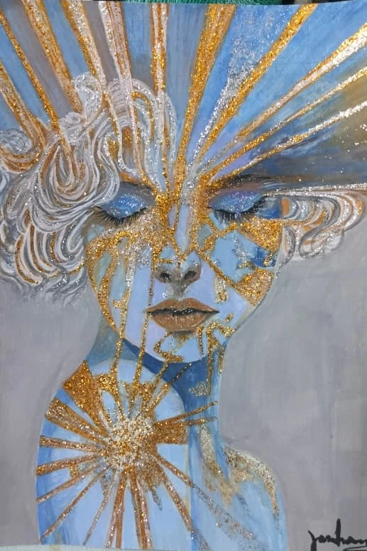 Ethereal — Acrylic with gold leaf & glitter