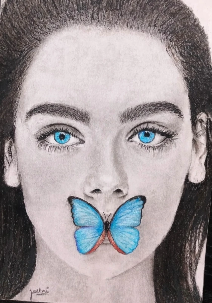 Hush — Graphite & coloured pencil on paper