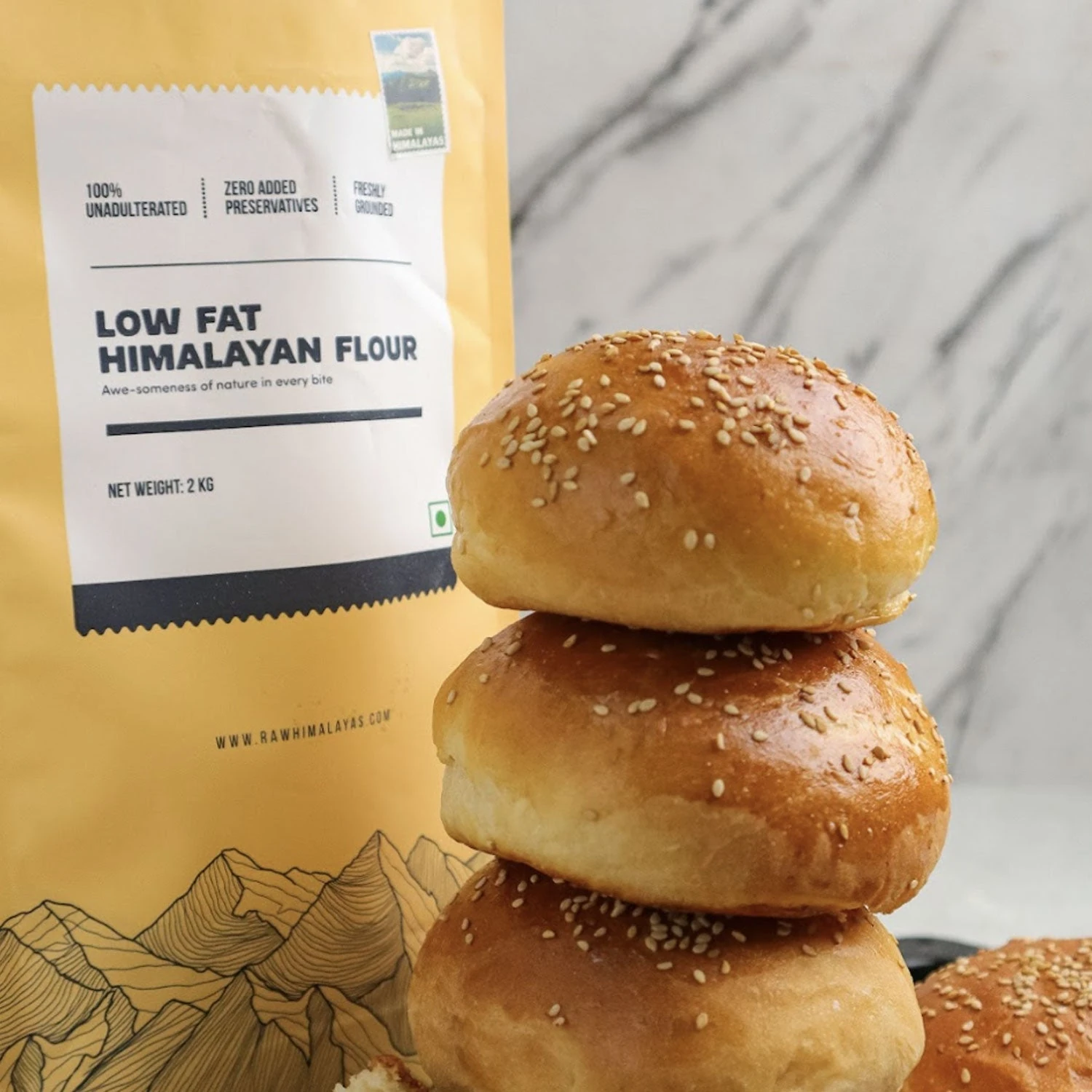 Light buns baked with Low Fat Bread Flour