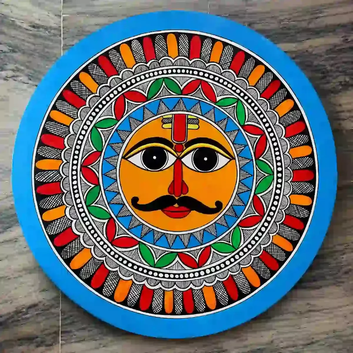 Bihar Handcrafted Madhubani Sun Wall Plate
