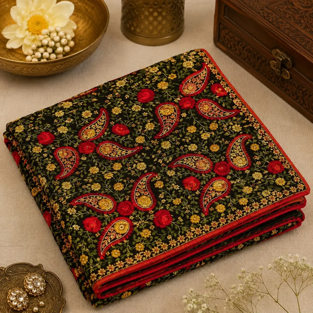 Handcrafted Floral Punjabi Phulkari Dupatta