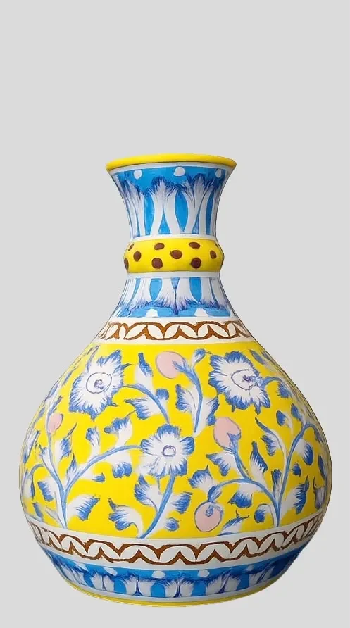 Handcrafted Jaipur Blue Pottery Surai Vase – 13 Inch V2