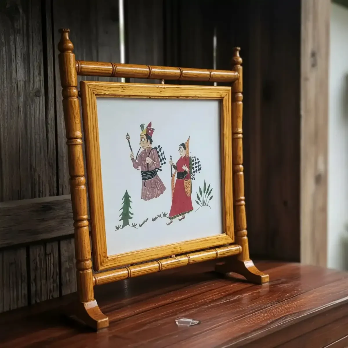 Handcrafted Royal Couple Himachali Rumal Painting (1 Foot)