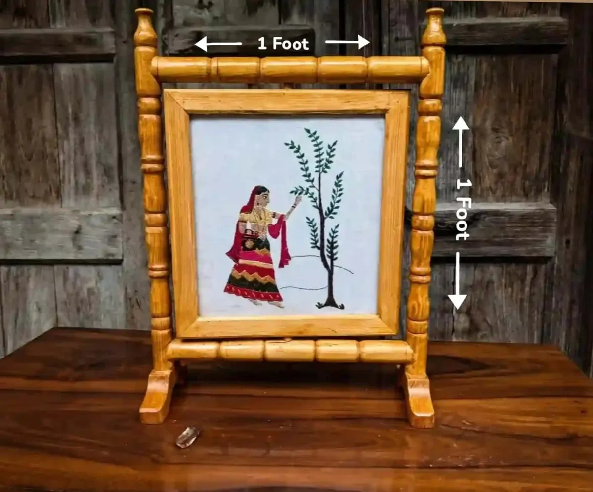 Handcrafted Woman and Tree Himachali Rumal Painting (1 Foot)