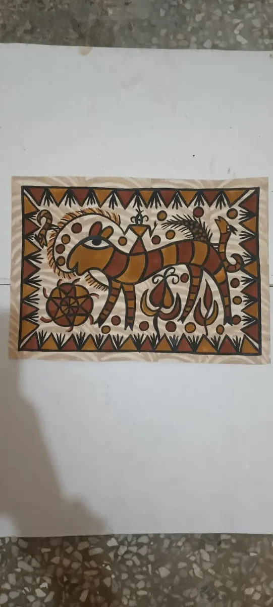 Handpainted Sohrai Painting with Natural Sand Colours (A4 Unframed)