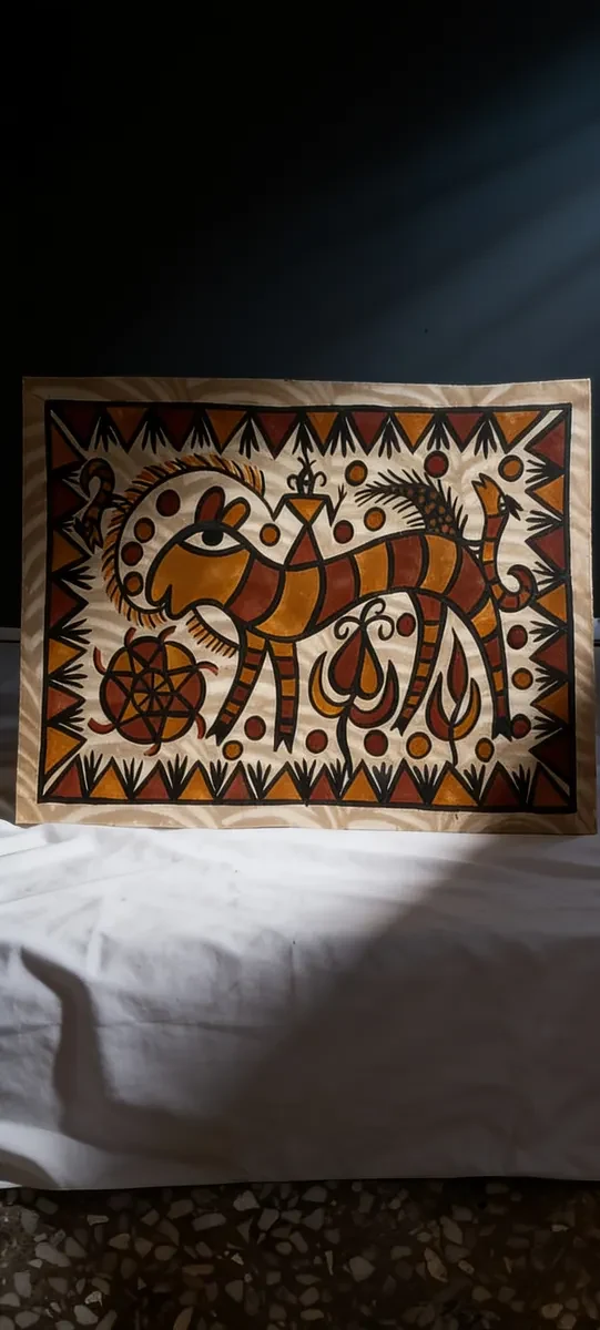 Handpainted Sohrai Painting with Natural Sand Colours (A4 Unframed)