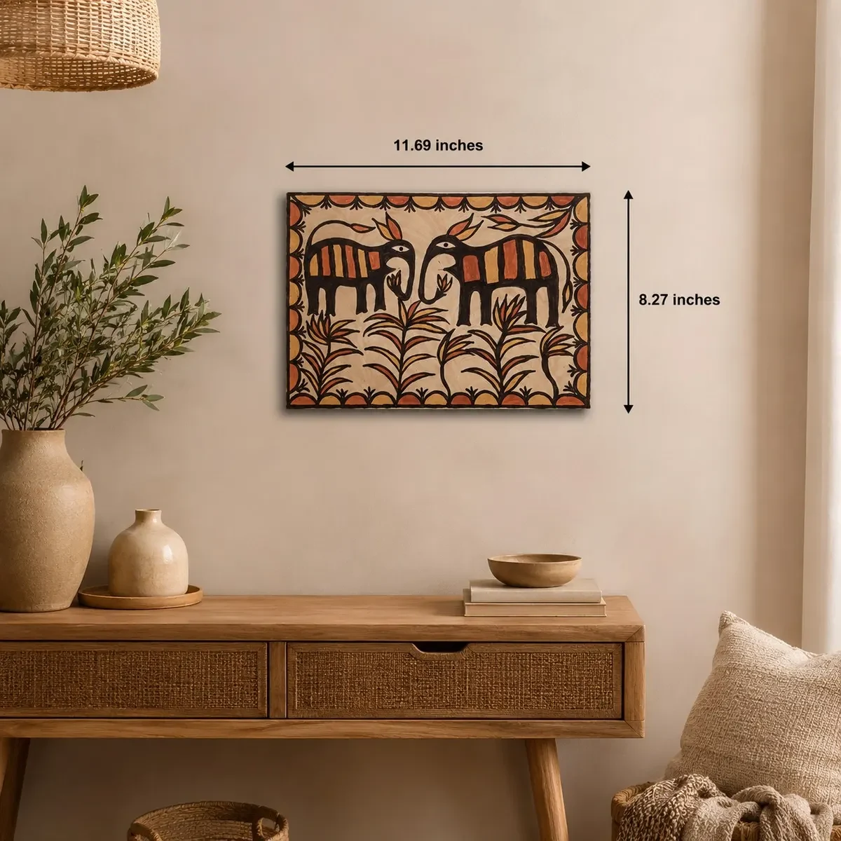 Handpainted Sohrai Painting with Natural Sand Colours