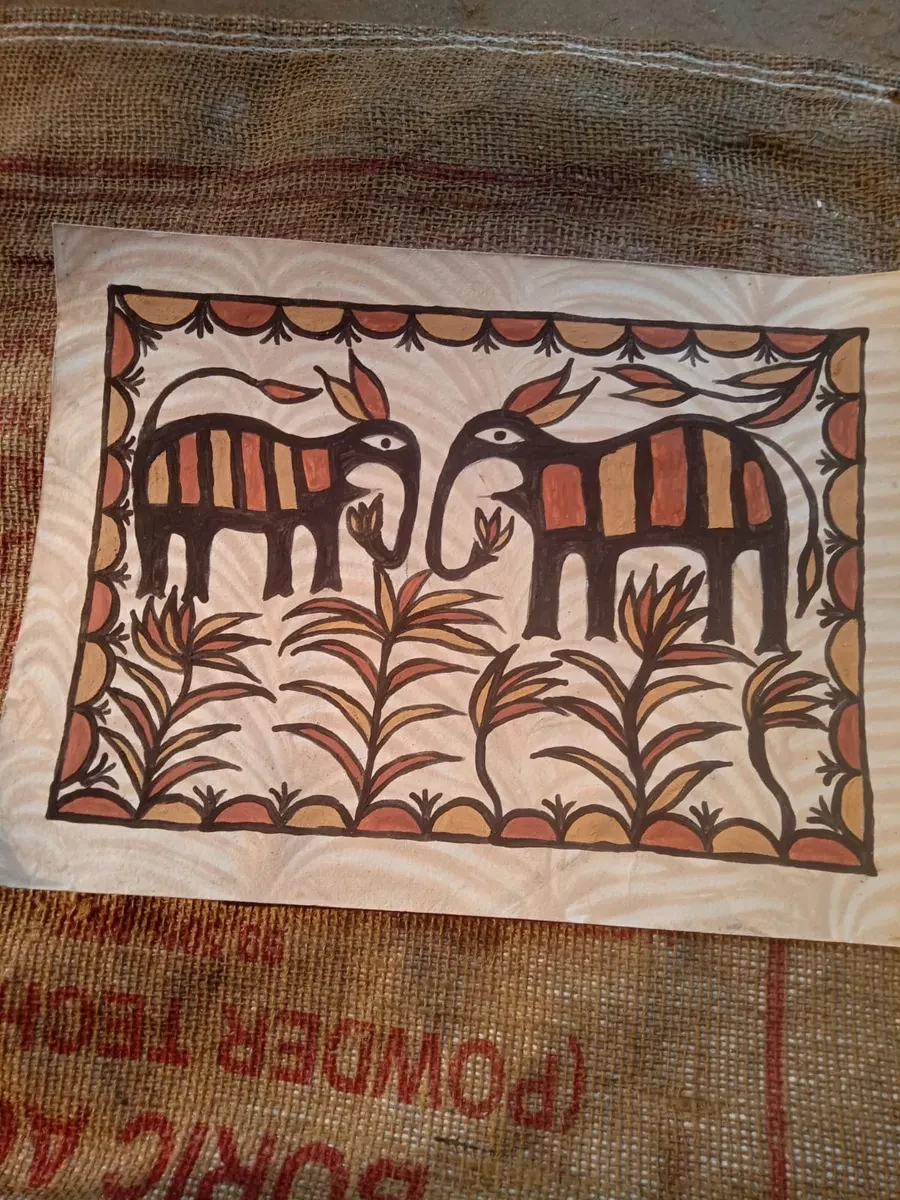 Handpainted Sohrai Painting with Natural Sand Colours