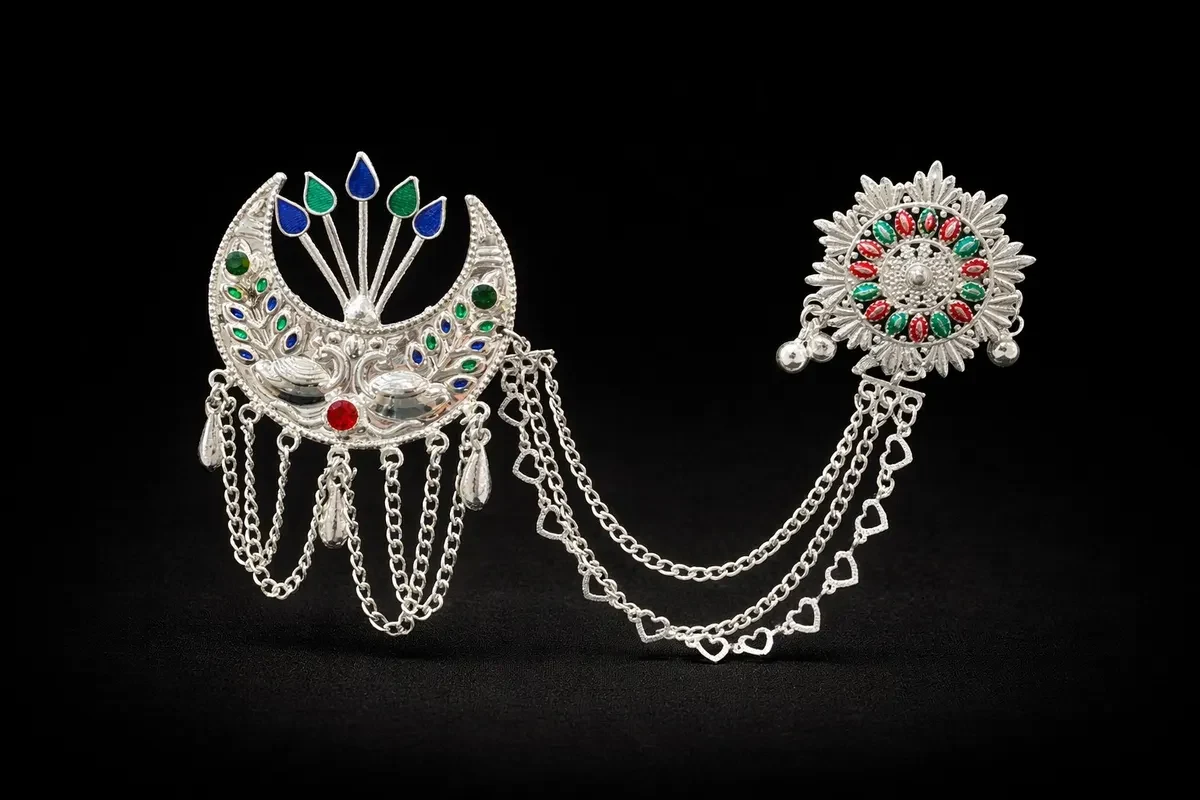 Handmade Himachali Traditional Men's Brooch (Coat-Cap Accessory)