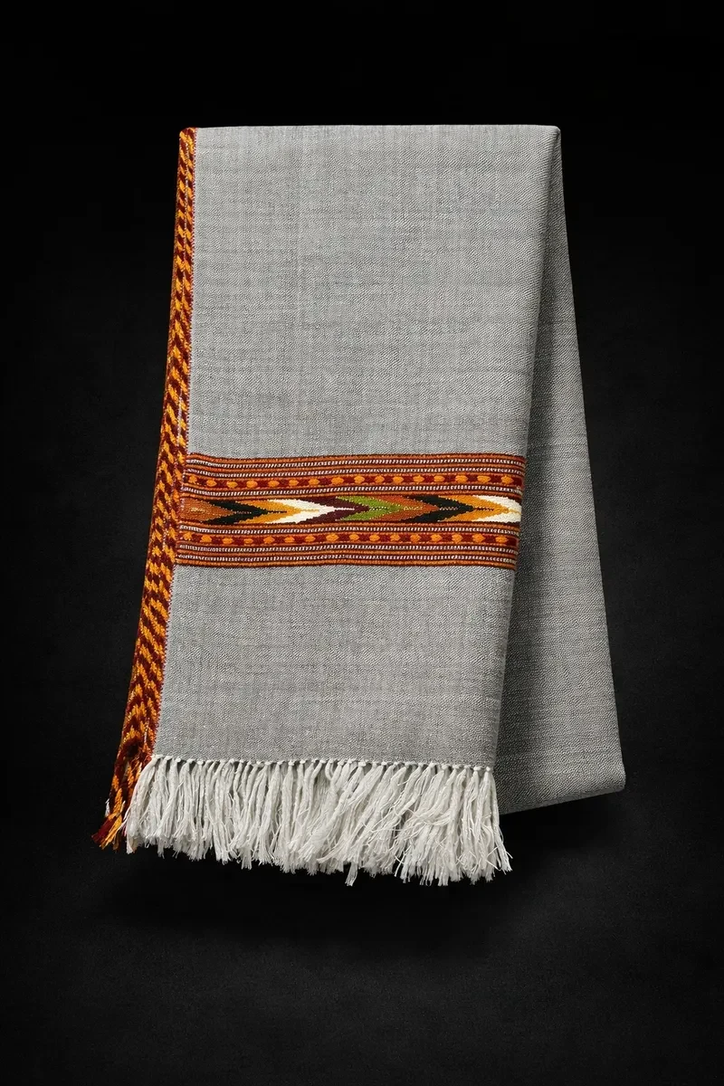 Himachali Handwoven Grey Traditional Shawl