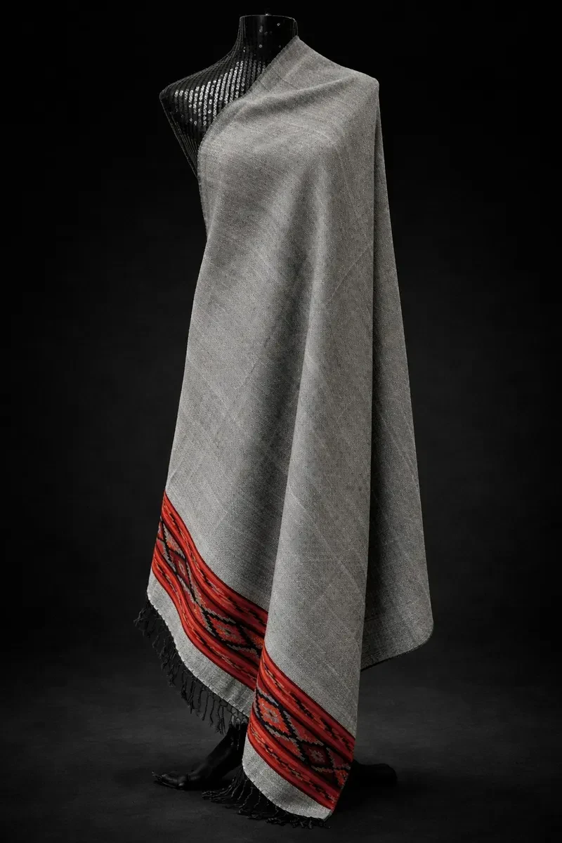 Himachali Handwoven Sheep Wool Shawl (Double Border)