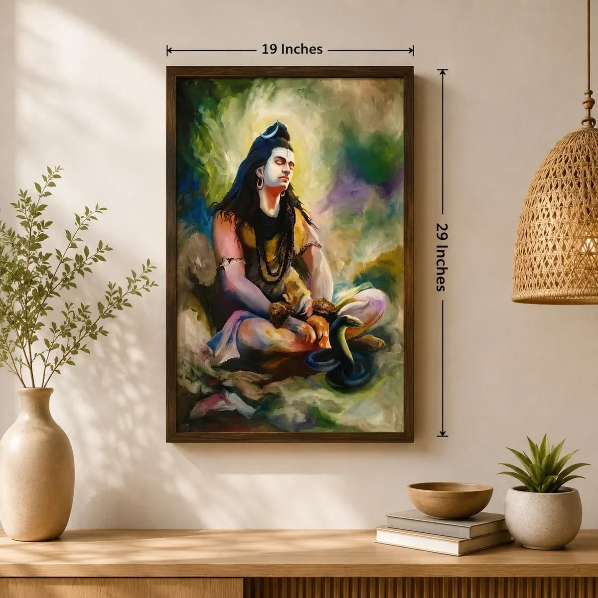 Karnataka Handmade Lord Shiva Meditation Acrylic Canvas Painting (18 × 28 Inches)
