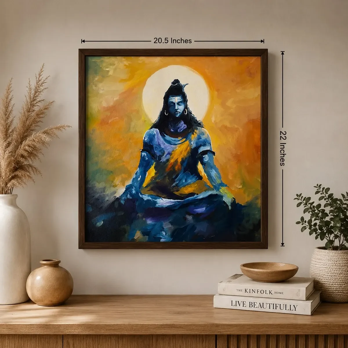 Karnataka Handpainted Lord Shiva Acrylic Canvas Painting (20.5 × 22 Inches)