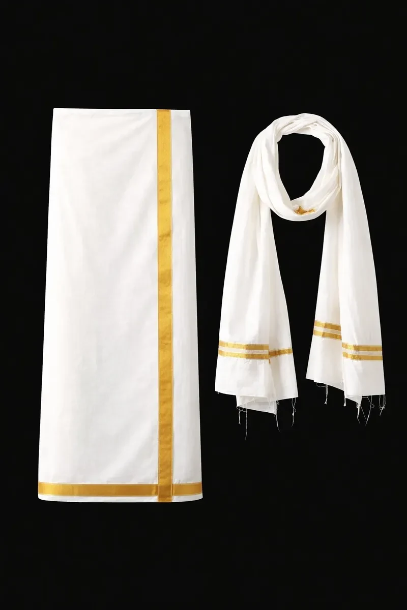 Kerala Cotton Lungi and Scarf