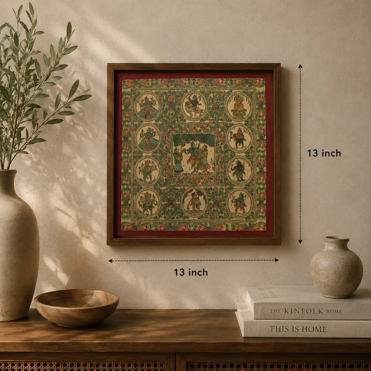 Authentic Handmade Dashavatar Pattachitra Painting | 13 × 13 Inches