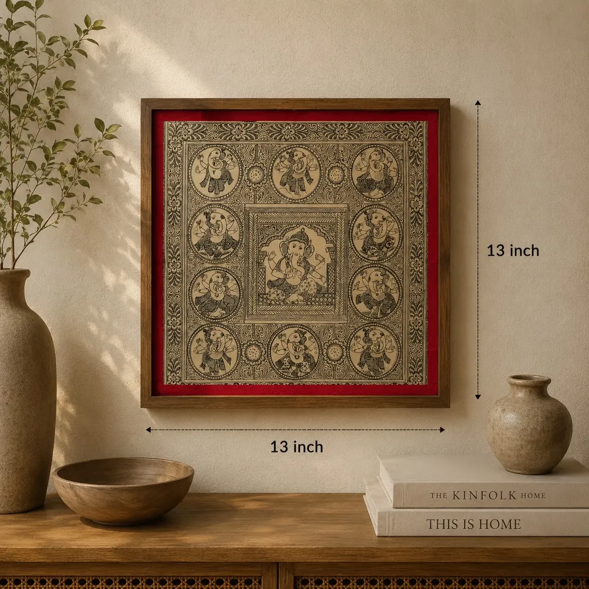 Authentic Handmade Ganesh Pattachitra Painting | 13 × 13 Inches