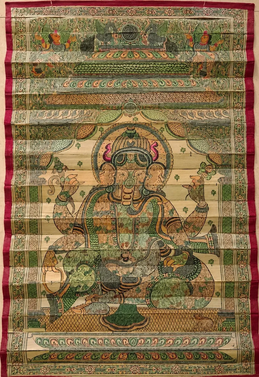 Authentic Handmade Lord Ganesha Pattachitra Painting | 30 × 18 Inch