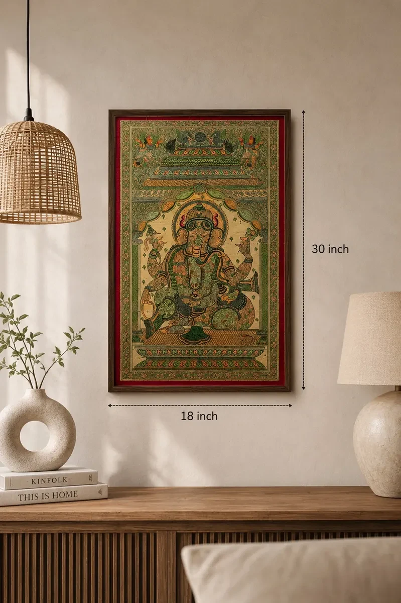 Authentic Handmade Lord Ganesha Pattachitra Painting | 30 × 18 Inch