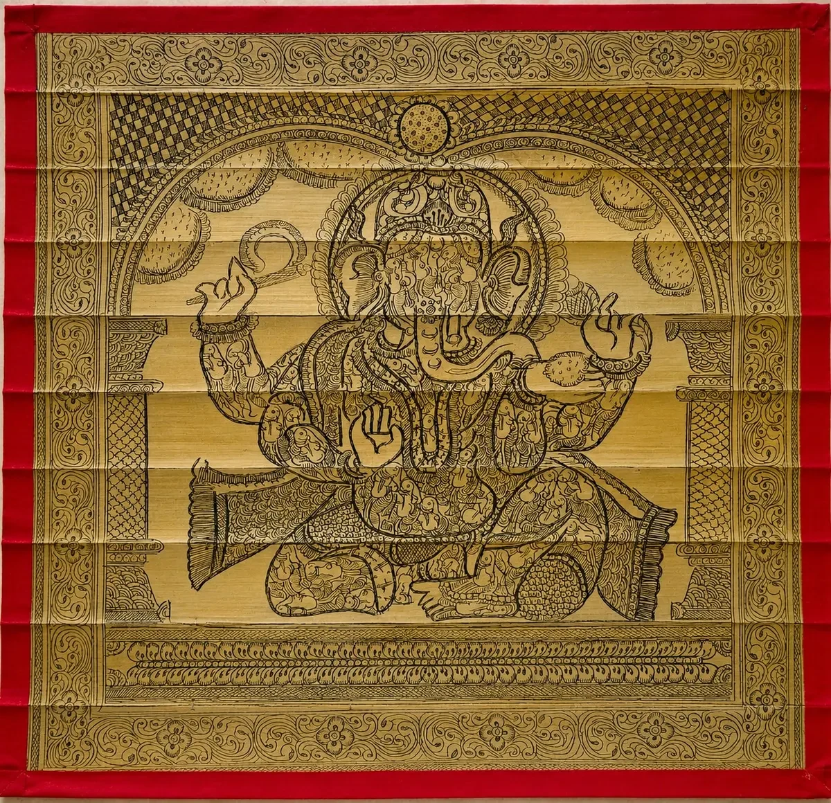 Authentic Handmade Lord Ganesha Pattachitra Painting | 13 × 13 Inch