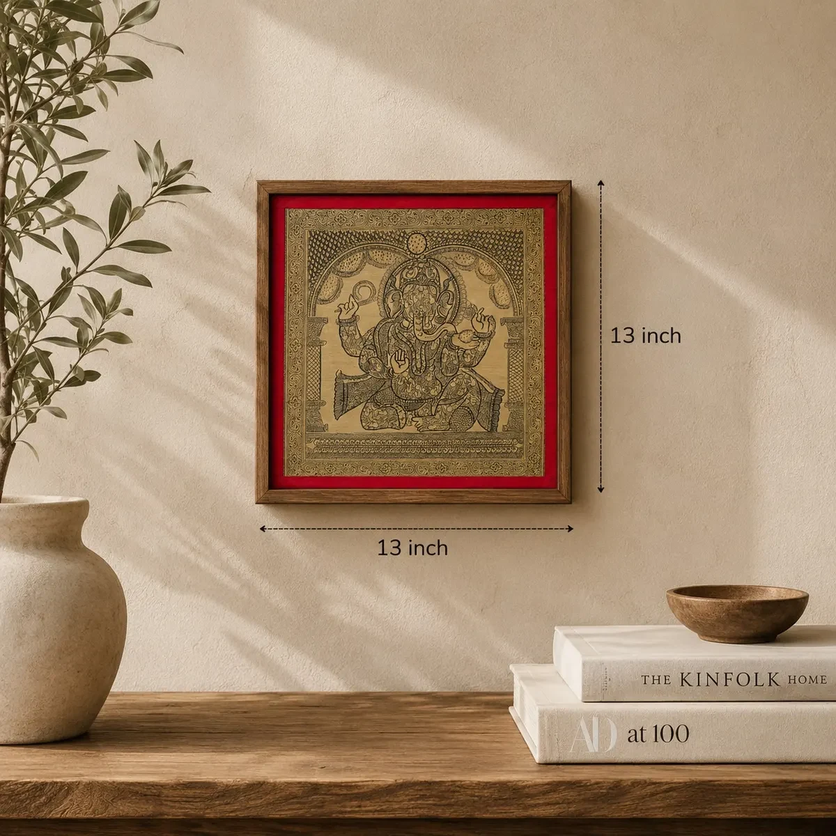 Authentic Handmade Lord Ganesha Pattachitra Painting | 13 × 13 Inch
