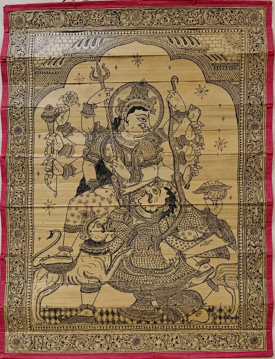 Authentic Handmade Maa Durga Pattachitra Painting | 20 × 14 Inches