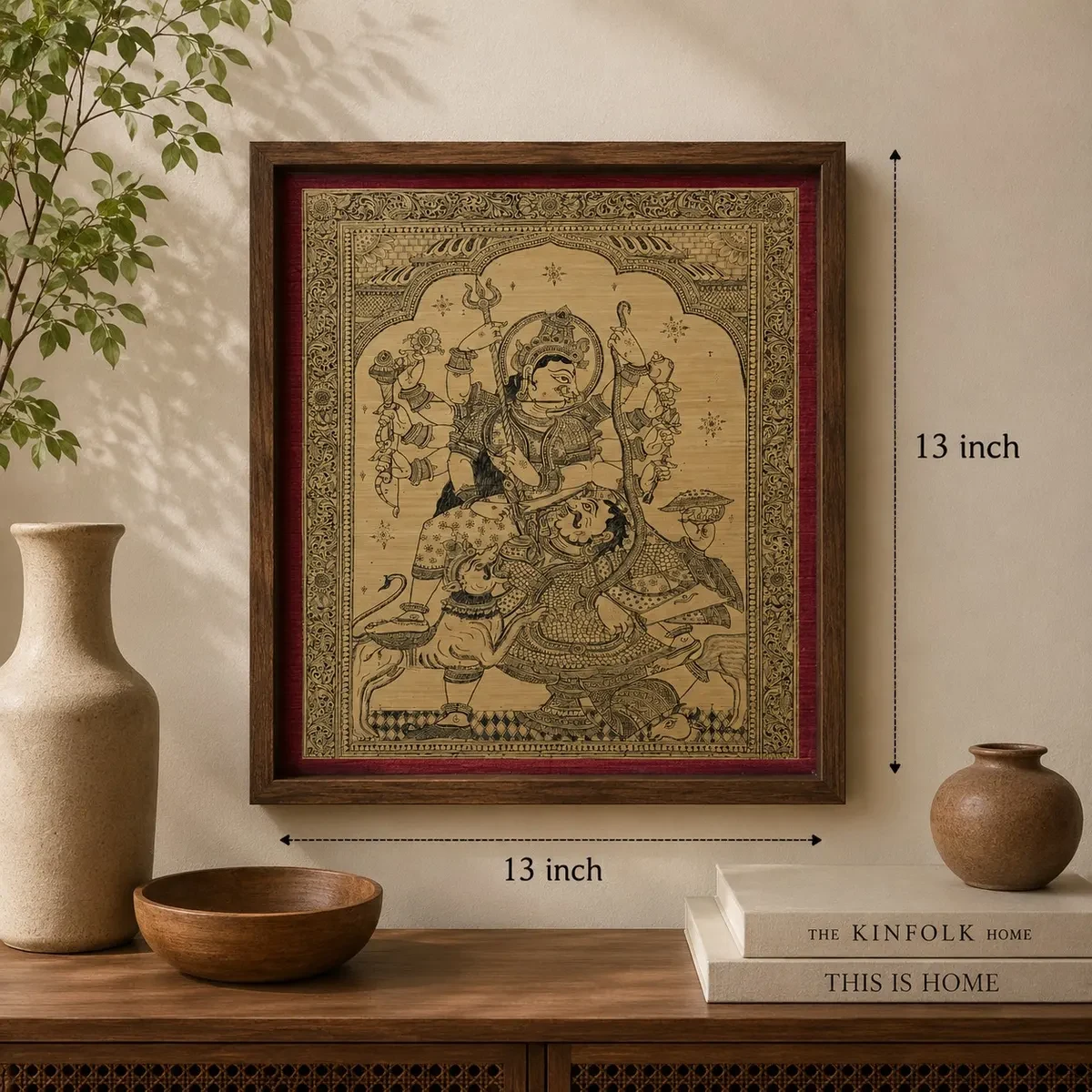 Authentic Handmade Maa Durga Pattachitra Painting | 20 × 14 Inches