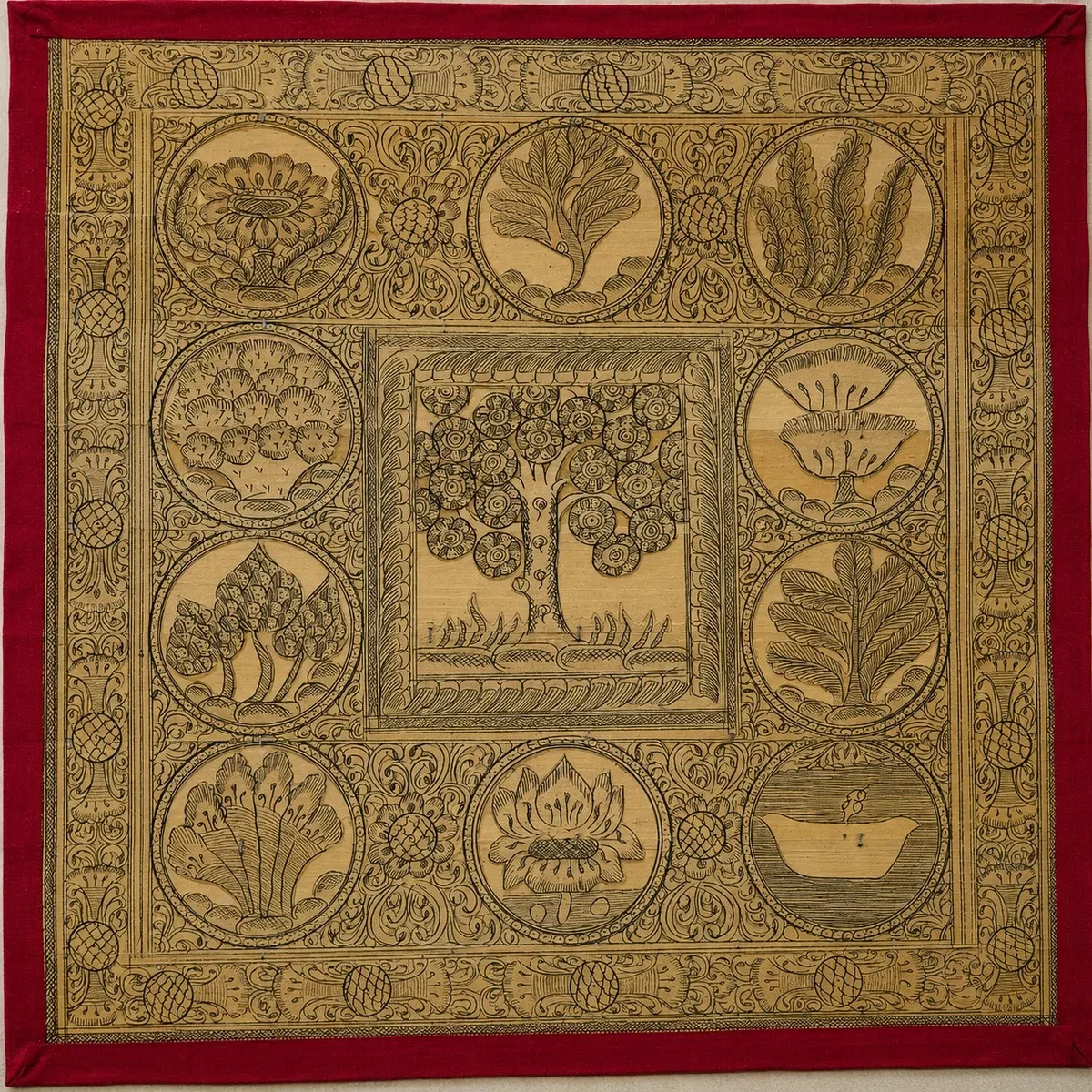 Authentic Handmade Tree of Life Pattachitra Painting | 13 × 13 Inches