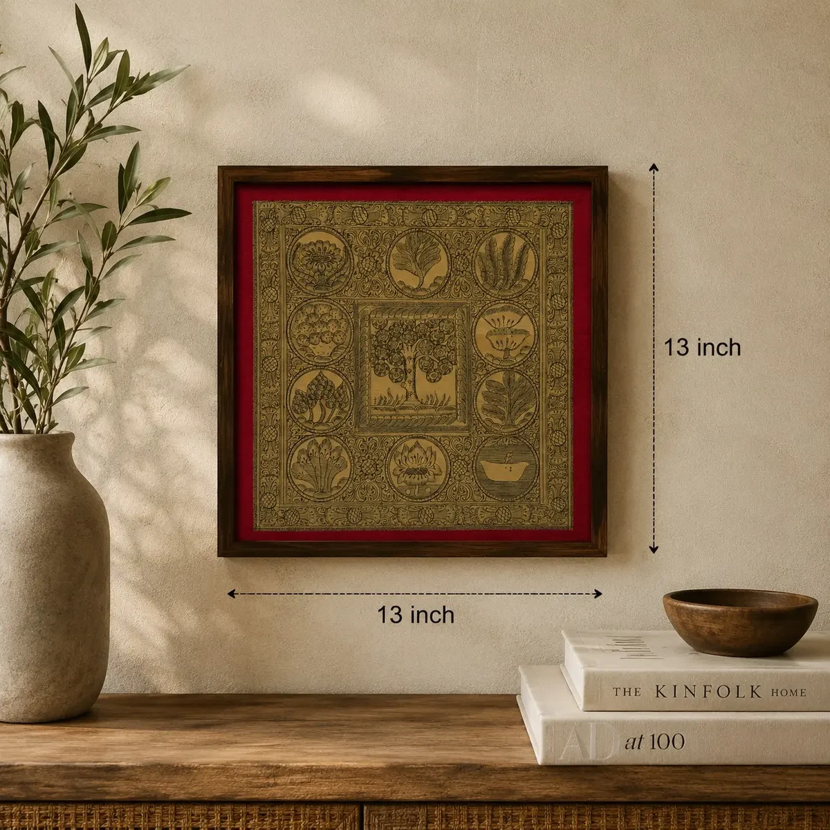 Authentic Handmade Tree of Life Pattachitra Painting | 13 × 13 Inches