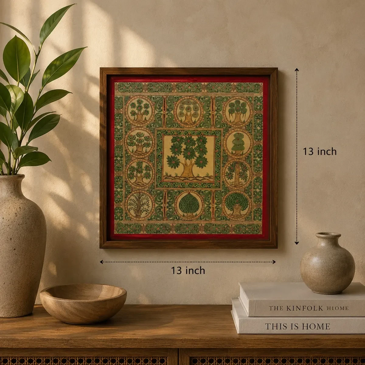 Authentic Handmade Tree of Life Pattachitra Painting | 13 × 13 Inches
