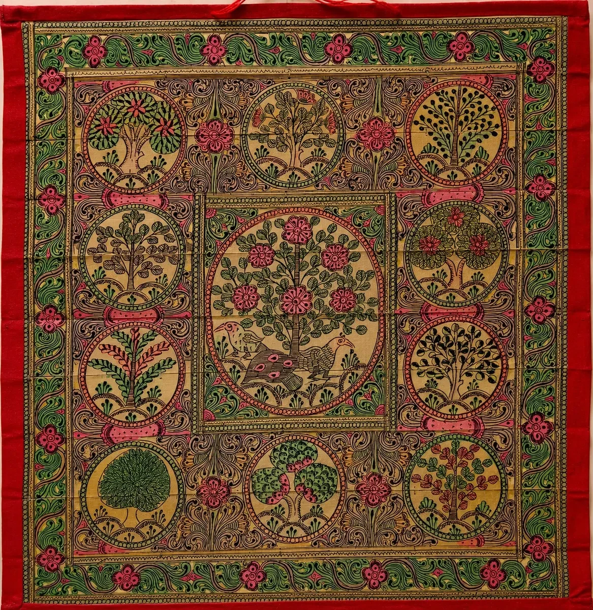 Authentic Handmade Tree of Life Pattachitra Painting | 13 × 13 Inches