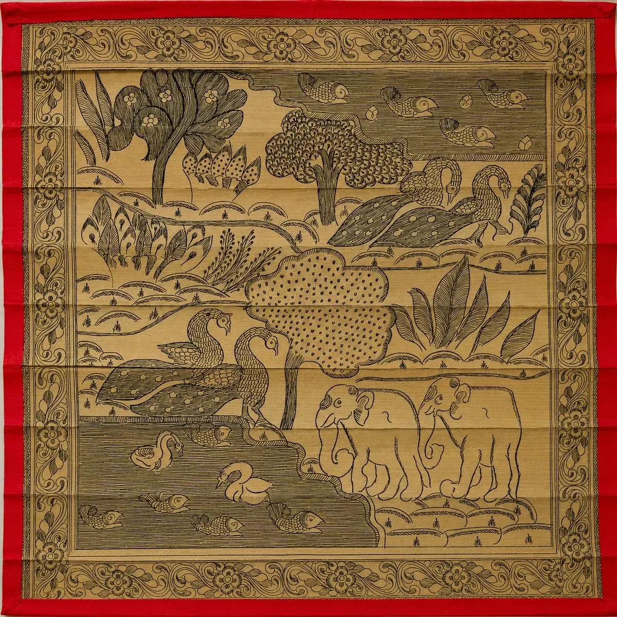 Authentic Handmade Wildlife Pattachitra Painting | 13 × 13 Inches