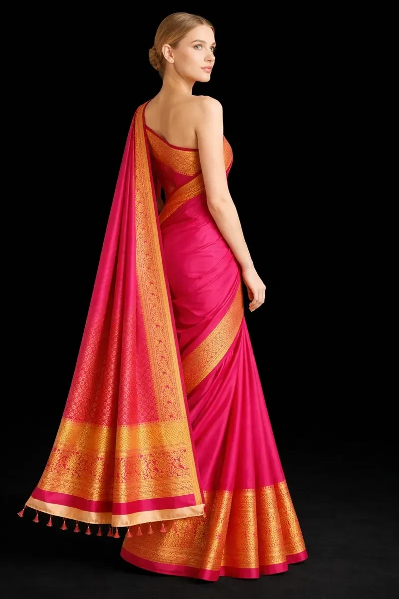 Royal Pink Kerala Zari Kasavu Saree