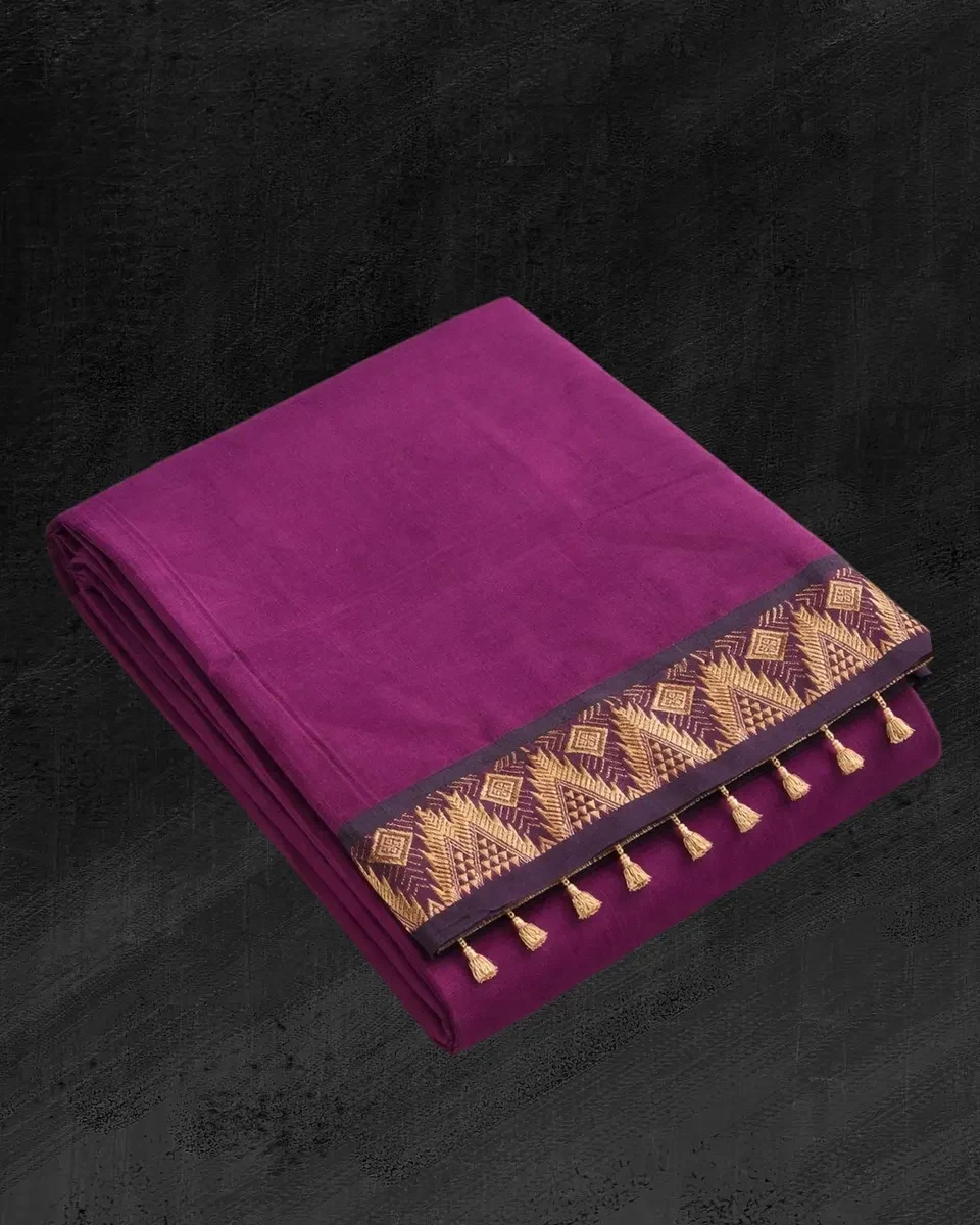 Royal Plum Kerala Kasavu Zari Saree